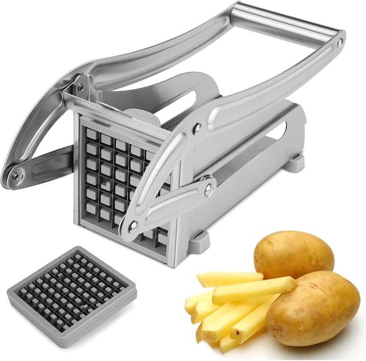 Bol.com Frietsnijder van roestvrij staal met handmatig reservemes - Professioneel frietsnijapparaat voor groenten en fruit Friet... aanbieding