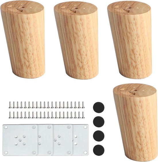 13,5 cm massief houten meubelpoten, set van 4