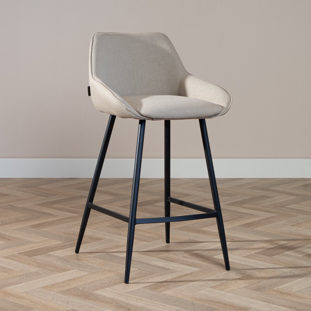 Bronx71 Scandinavische barkruk Lova gerecyclede stof taupe 68 cm - barstoel