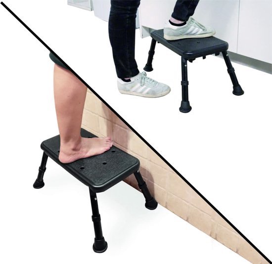 Badkameropstapje (25,5 cm hoog) - Antislip Badkruk voor Senioren - Badopstapje voor Volwassenen - Zwart