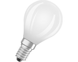 Lampe LED OSRAM Energy Class en forme de mini-sphère classique, 2,2 W / 470 lm, EEK A, lumière blanche froide (4000 K), CRI 80, en verre mat sans plomb, culot E14, IP20, diamètre 45 mm.