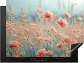 KitchenYeah® Protection plaque induction 70x50 cm - Fleurs - Pastel - Coquelicots - Protege plaque de cuisson - Couvre plaque induction - Protecteur d'induction - Cuisine