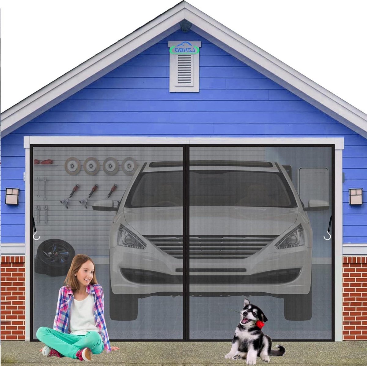 80x230 cm Magnetische Hordeur Zwart Heavy Duty Mesh - Handsfree Zelfdichtend