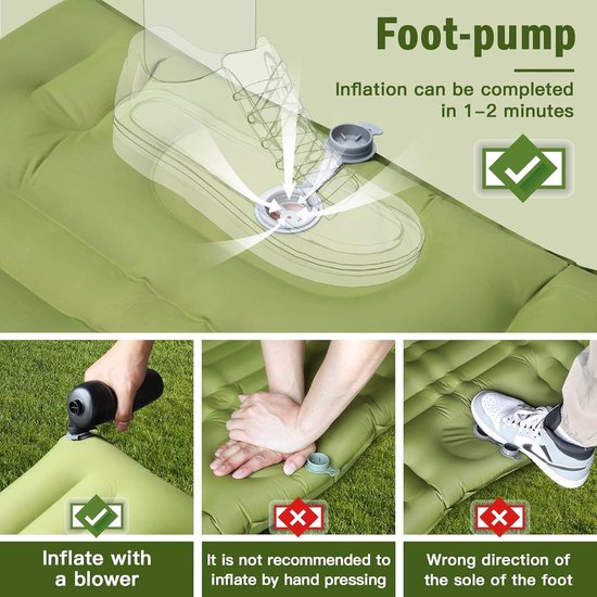 Ultralichte Zelfopblaasbare Campingmat met Ingebouwde Luchtpomp - 12 cm Dikte, Waterdicht en Draagbaar voor Buitenkamperen — afbeelding 4