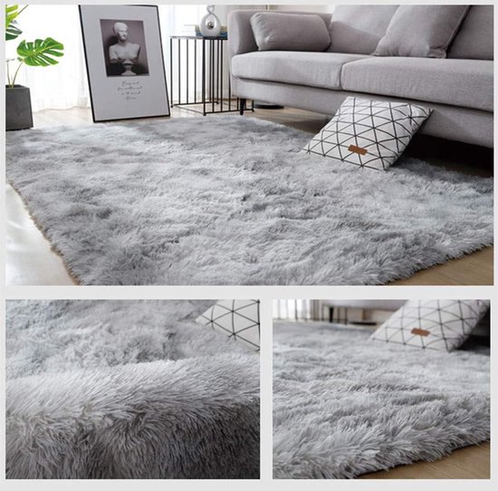 CHOSHOME Grijs Pluizig Tapijt 200 x 290 cm - Zacht voor Woonkamer en Slaapkamer met Antislip Achterkant - Niet-Pluizend, Duurzaam