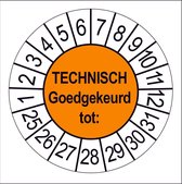 50 Keuringsstickers Technisch Goedgekeurd Rond 35 mm Strips van 5 stuks