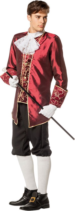 Wilbers & Wilbers - Middeleeuwen & Renaissance Kostuum - Markies Du Snob Taft - Man - Rood - Maat 50 - Carnavalskleding - Verkleedkleding