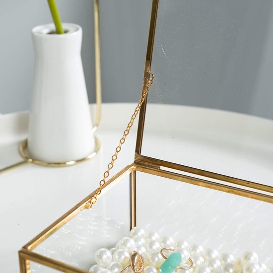 Vintage gouden glazen doos rand armband aandenken - grote heldere ...