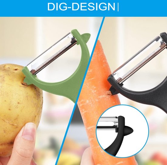 Dunschiller, aardappelschiller, set, kinderdunschiller, universele dunschiller met draaibare messen, scrub, multifunctionele Y-vormige groenteschiller voor groenten, fruit, wortelen, 3 stuks