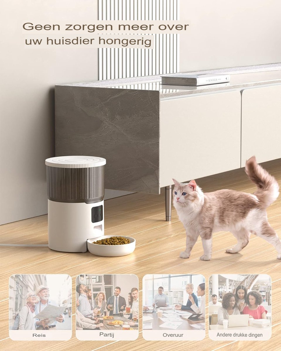 Slimme Voerautomaat 4L met App-bediening voor Katten - afbeelding 2