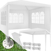 tectake - Tente de fête pour pavillon de jardin Baraban 3x3m avec 3 parties latérales - blanc