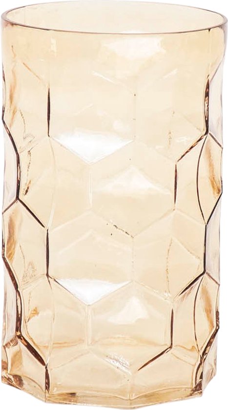 Housevitamin Vaas Patroon - Amberkleurig Glas 15x15x24,5cm