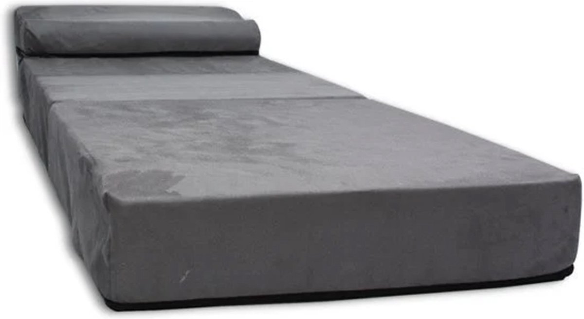 Viking Choice Logeermatras met kussen - opvouwbaar - 70x200x15 cm - grijs