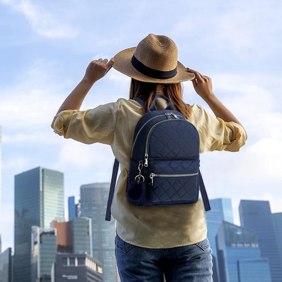 TAN.TOMI Rugzak voor dames, klein, stadsrugzak, waterdichte rugzakken, daypacks, dames, rugzak, handtas, rugzak voor casual, school, reizen, wandelen, werk, blauw, S