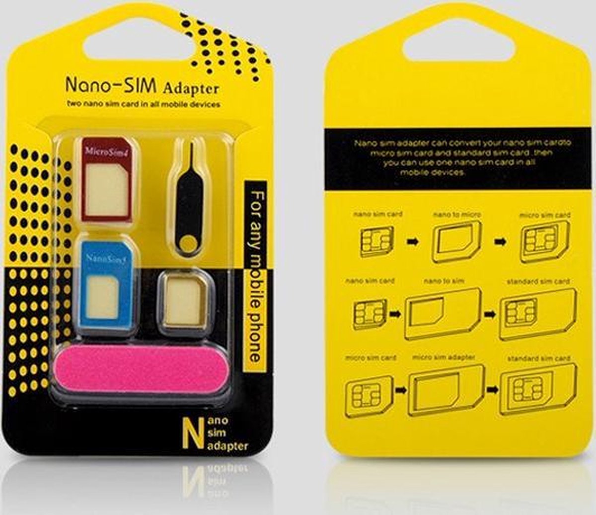 5 in 1 Nano Sim Card Adapters + Regular & Micro Sim iPhone - Merkloos