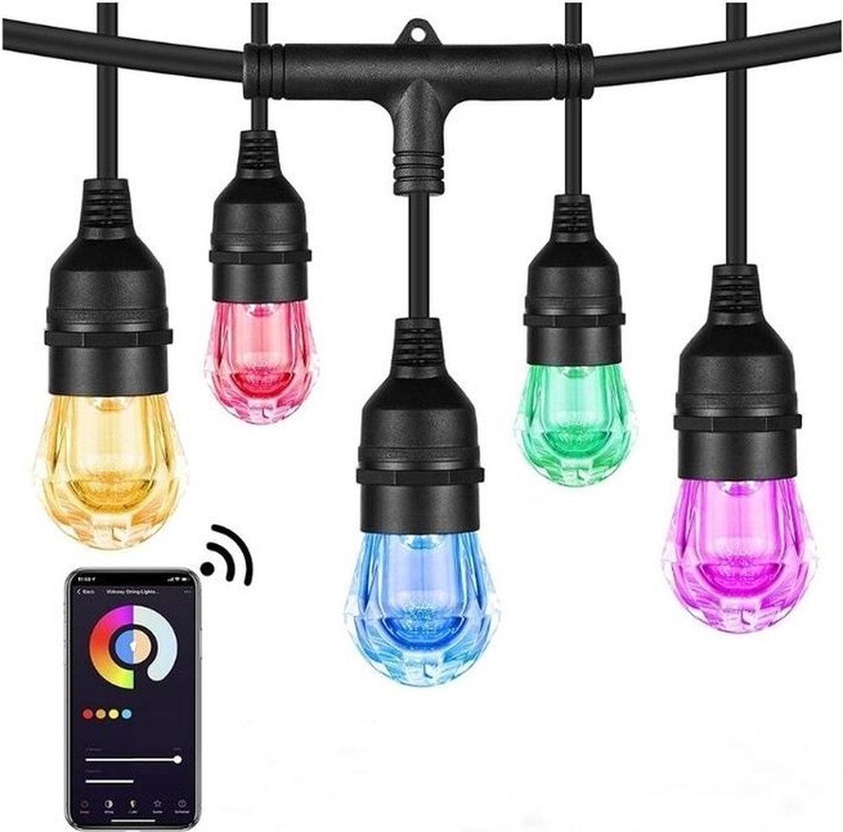 Smart lichtslinger 7,5 Meter 12 LED lampen + App control - IP44 - 230V