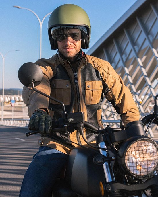 By City-motorjas-doorwaaijas-heren-regenmembraan-windstopper-teneree-III-venty-man-protectie-CE-bruin-groen-L