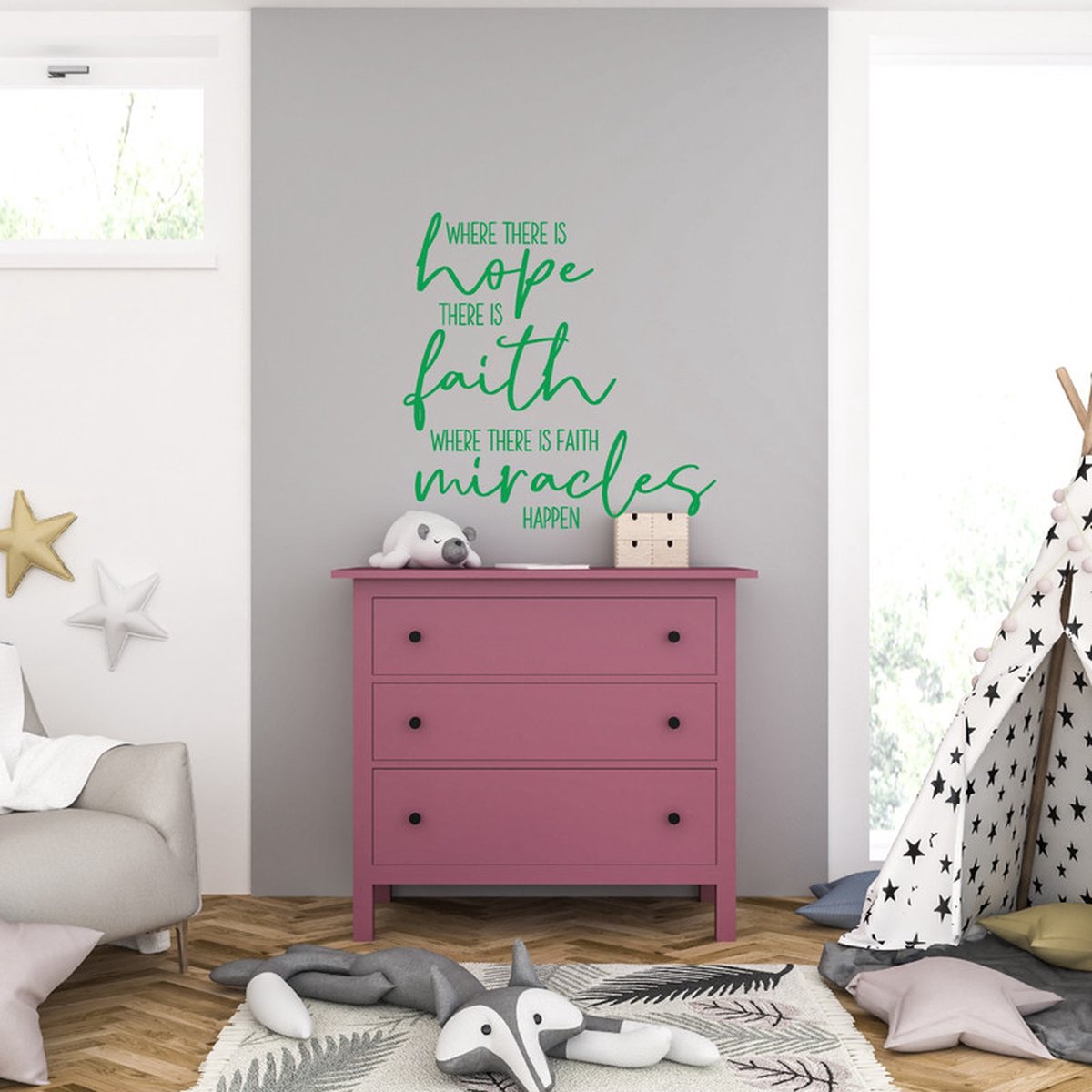 MC Living Muursticker - Where There Is Hope - 46,4 x 46,4 - Groen