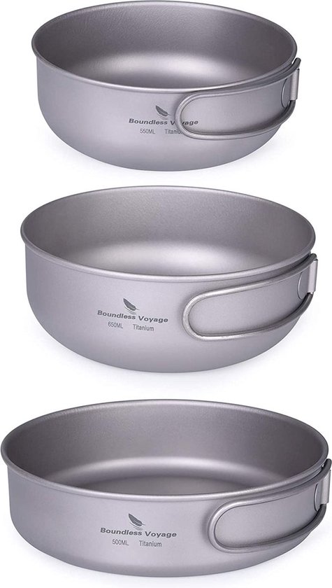 TOAKS Titanium Outdoor Camping Pan Hiking Cookware Backpacking Cooking Picnic Bowl Pan Pan Set (1100ml