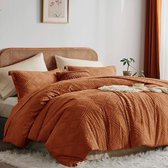 YASMENG Boho Beddengoed, 155 x 220 cm, beige, getuft, geometrisch gestreept, modern, esthetisch, zachte microvezel, 3-delig met ritssluiting en 2 kussenslopen 80 x 80 cm