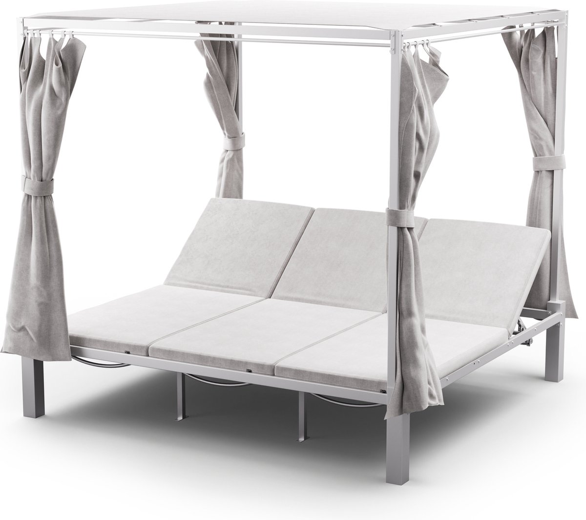 Blumfeldt Zwembad Hermitage driepersoons ligstoel - Luxe tuinligstoel voor 3 personen, Verstelbare rugleuningen, Zonwerende gordijnen, Gepoedercoat stalen frame, Kussencomfort, Ontspanning voor buiten & - voor Tuin voor Terras