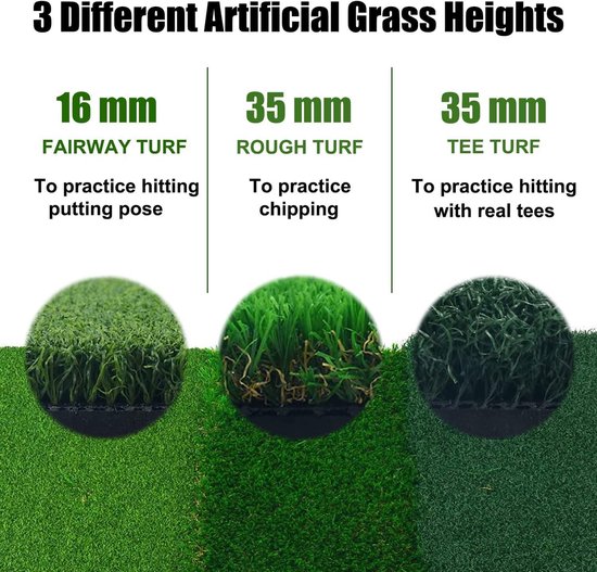 3-in-1 afslagmat - Golf 64 x 41 cm - rough en fairway - golftrainingsmat - golfoefenmat — afbeelding 2