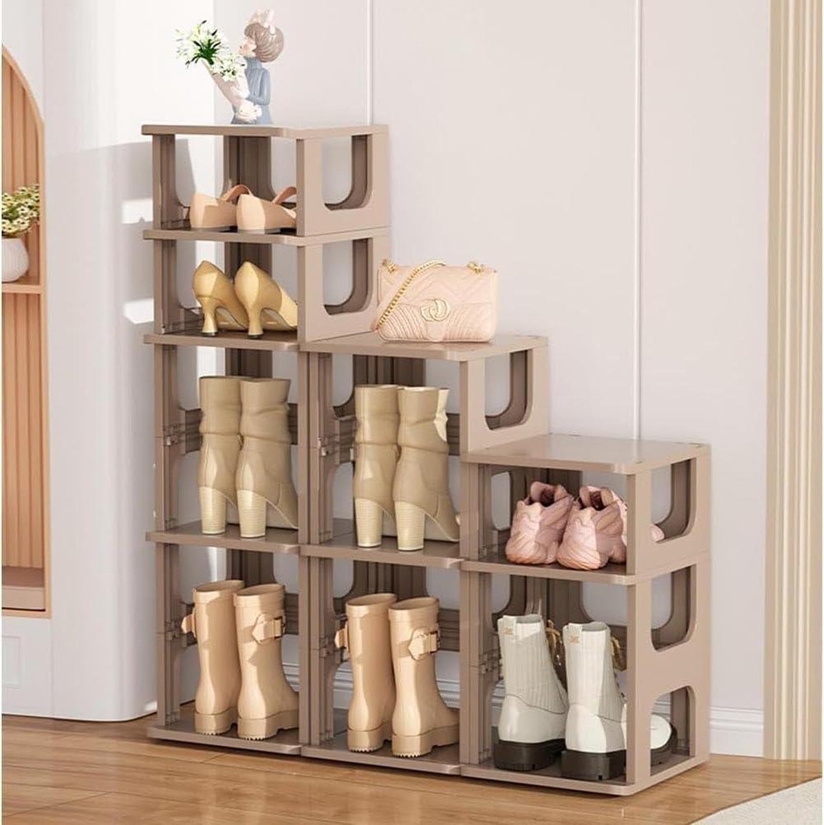 Schoenenrek stapelbaar - Entree organizer voor smalle kast - 7 niveaus