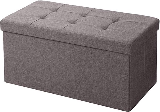 Relaxdays Pouf De Rangement Pliant XXL, Tabouret Pratique Avec Couvercle H X L X P 38 X 114 X 38 Cm Gris Fonce 85167873