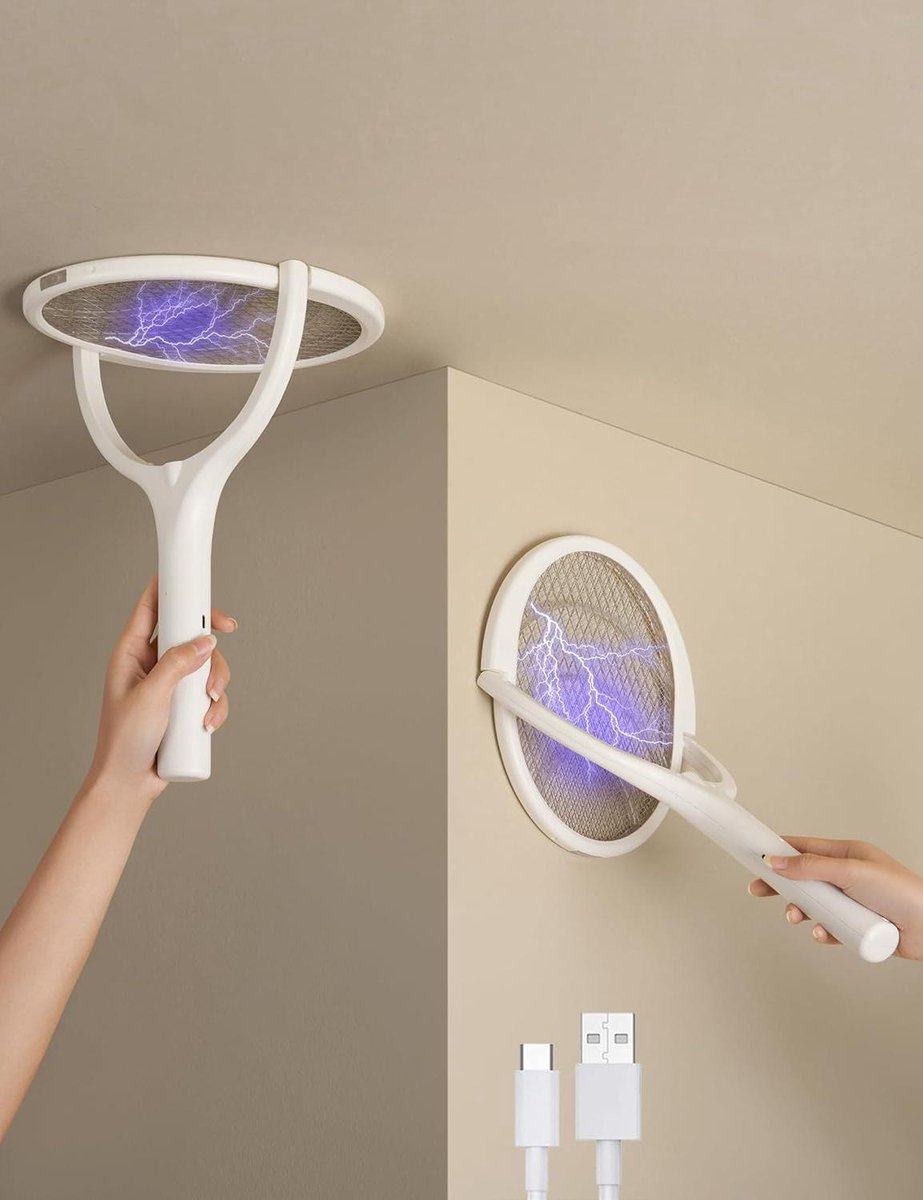 Oplaadbare Roterende Kop Elektrische Vliegenmepper Wespenval en Vliegenvanger Mosquito Killer Elektrische Vliegenmepper Fly Trap Anti Bug Zapper Raid