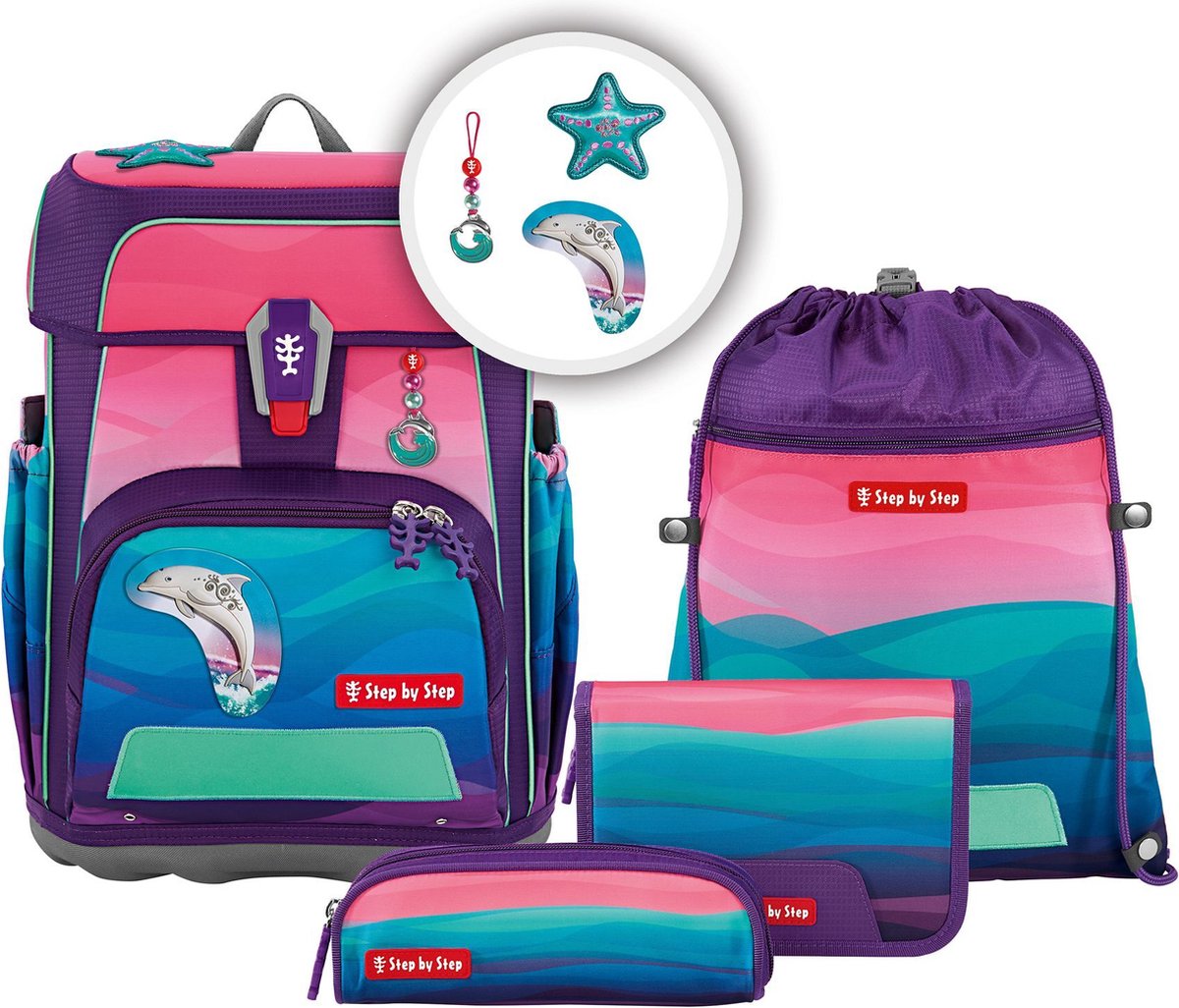 Step by Step Schooltas Cloud Ocean Schulranzen-Set 5-delig Dolphin Lana Roze