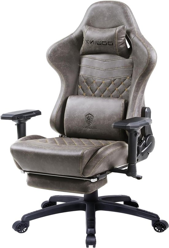 ALFORDSON Gamingstoel, Racing Gamerstoel met 2-punts massage voor gaming, Ergonomische computerstoel met lendensteun, in hoogte verstelbaar, PU-leer, blauw