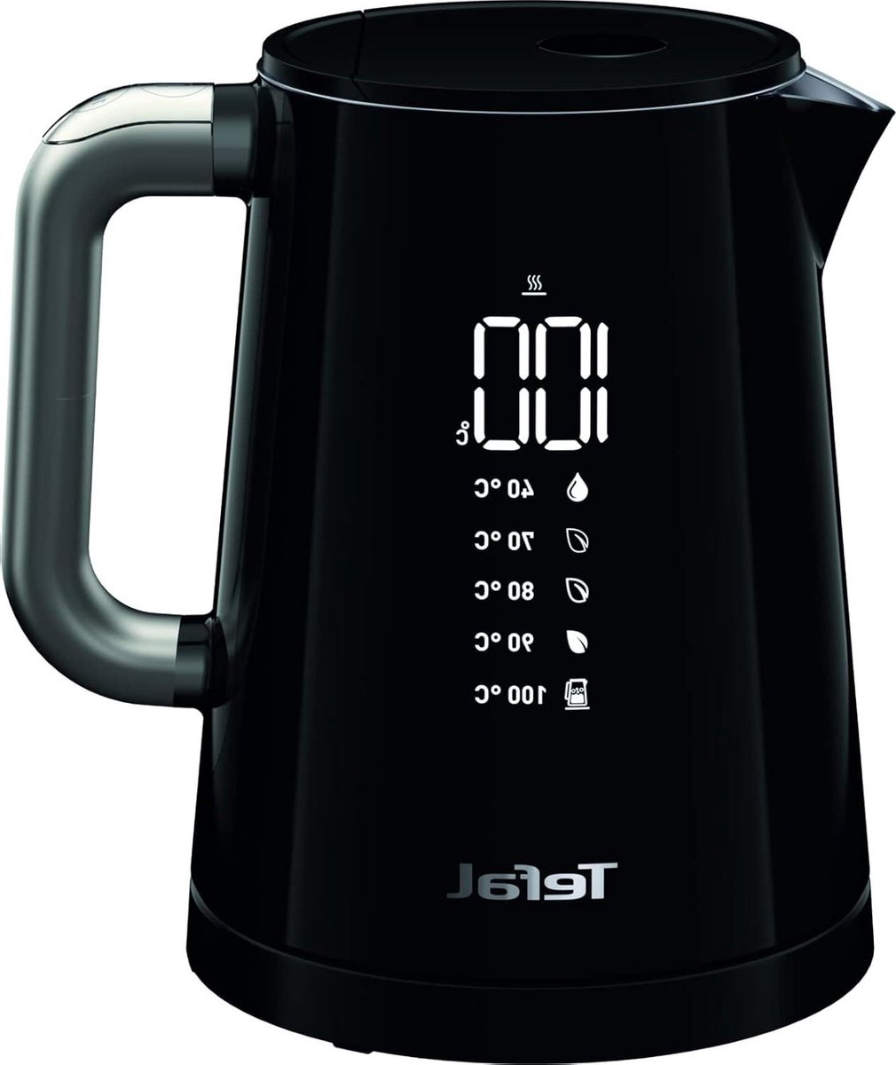 1L Waterkoker met Digitaal display en 5 standen - 30 min. warmhouden - Roestvrijstalen interieur - Draaivoet - Verwijderbaar kalkfilter - Automatische uitschakeling