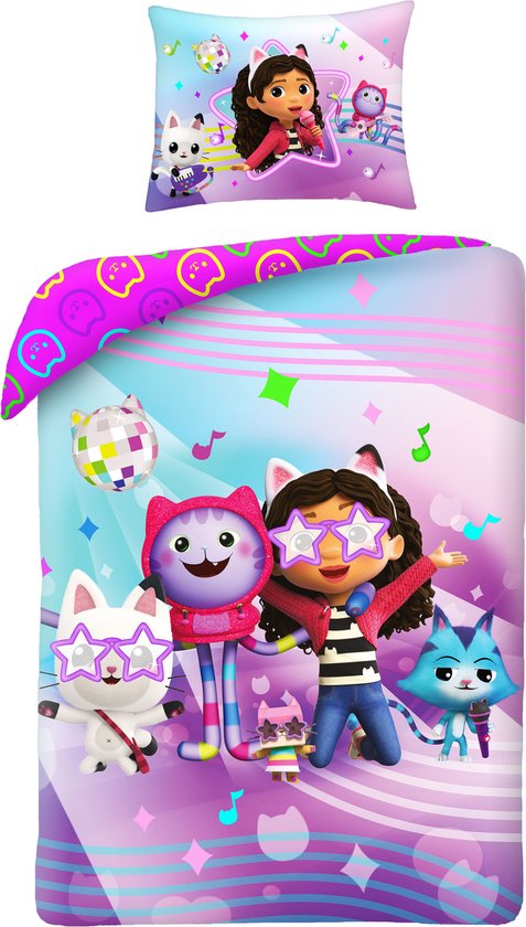 Gabby's Poppenhuis dekbedovertrek - 140 x 200 cm - 70 x 90 cm - Polyester