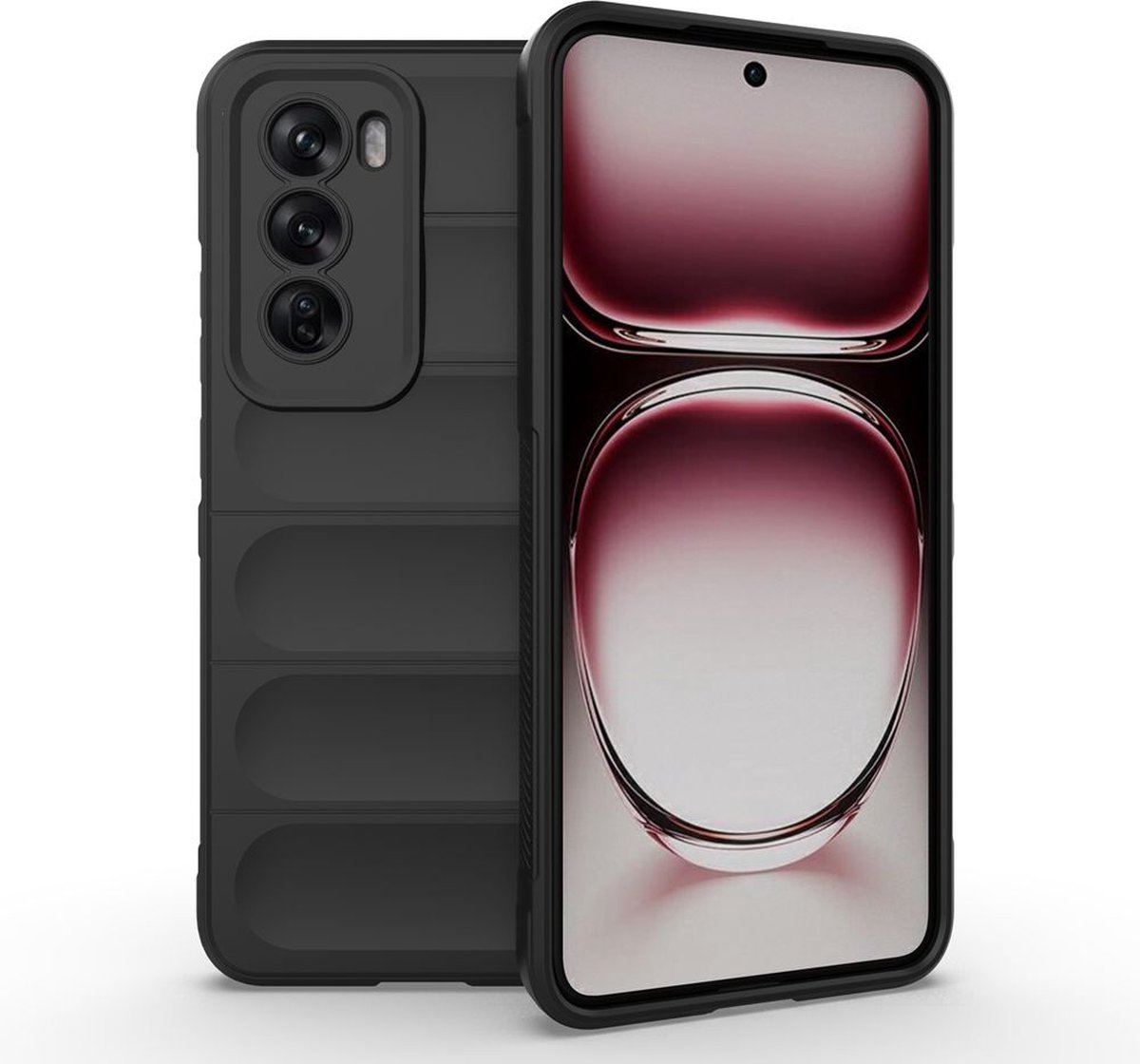 MobyDefend Hoesje - Geschikt voor Oppo Reno12 Pro - TPU Gripcase - Zwart