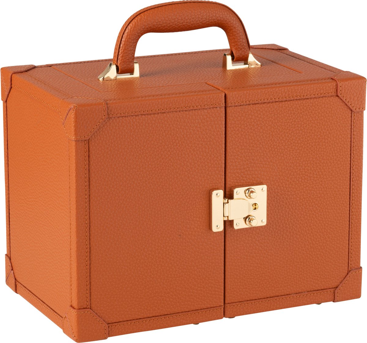 J-Line juwelenkoffer met handvat - kunstleder - cognac