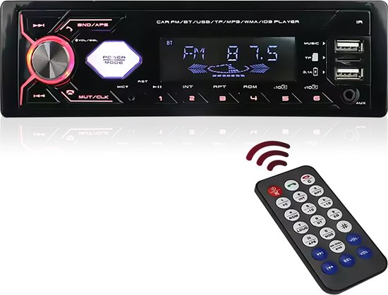 Logivision T1 Autoradio - Bluetooth, USB, AUX en Handsfree - Auto Radio met Ingebouwde Microfoon - Voor alle Auto’s - Inclusief GRATIS Afstandsbediening