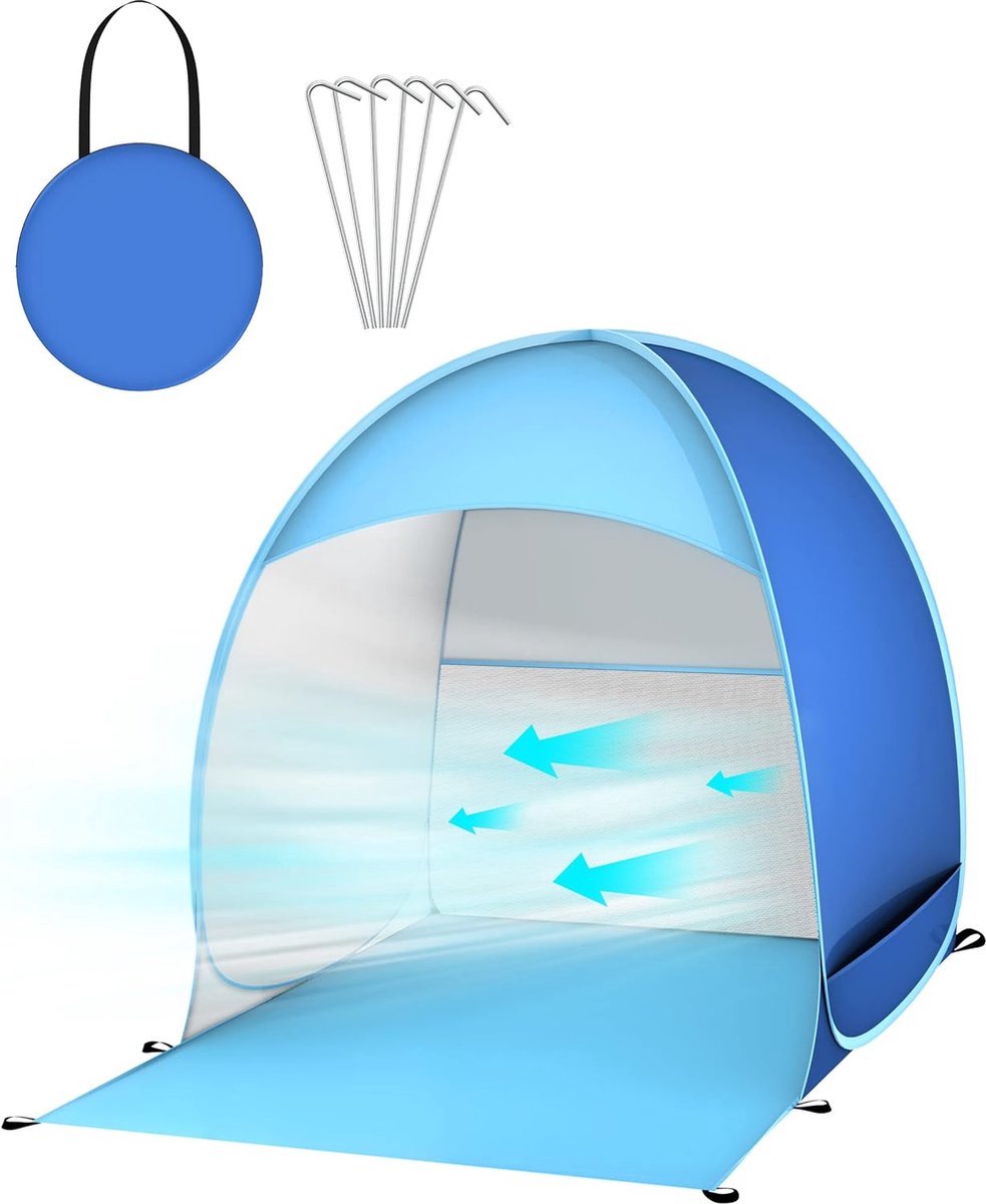 Lichte Waterdichte Opvouwbare Strandtent met Zonnescherm - Perfect voor Stranddagen en Buitenavonturen - Eenvoudig op te Zetten - Handige Draagtas Inbegrepen