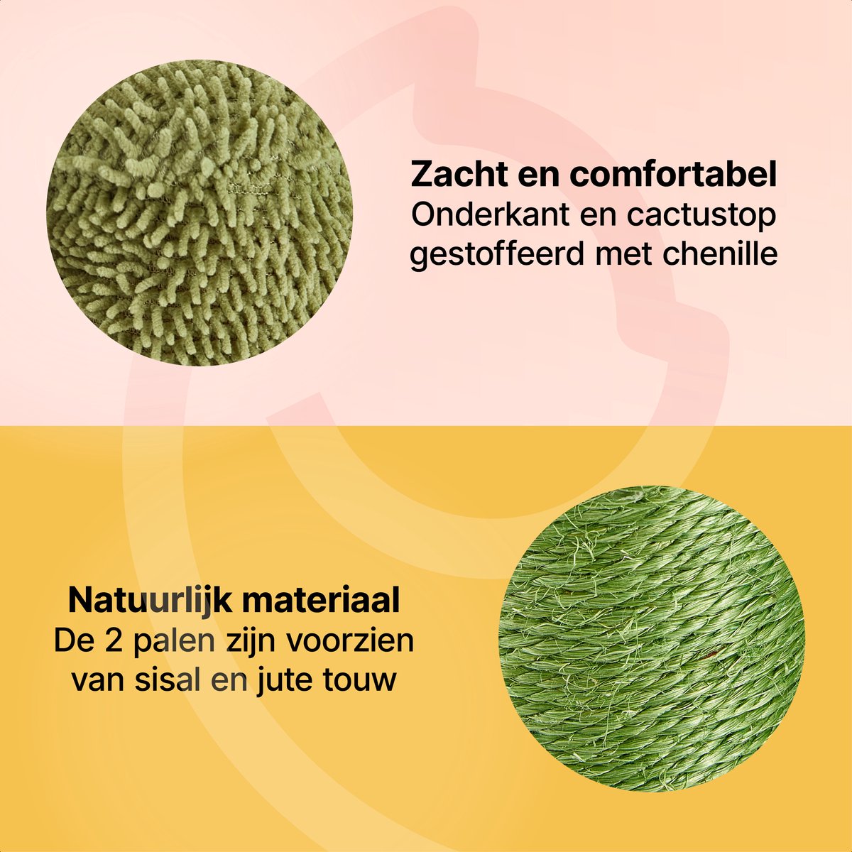 Jake and Jacky Krabpaal voor Katten Cactus Groen - Krabmeubel - met Kattenspeeltje - H 70, 48 en 22 cm – foto 3