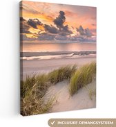 Tableau sur toile dunes et mer 90x120 - Accessoires de décoration de chambre plage et mer des Wadden - Peintures salon - Décoration murale chambre - Décoration murale cuisine - Tissu mural intérieur - Décoration maison - Accessoires de maison