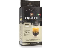 Lollo Caffe Nero Gemalen koffie, 250 g - Espresso koffie uit Napels - Voor Bialetti Moka Pot, Percolator, enz
