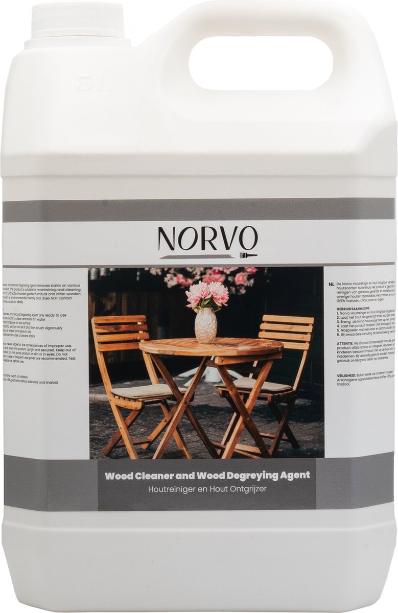 Wovar Norvo | Houtreiniger en Hout Ontgrijzer | 5 Liter | Per stuk