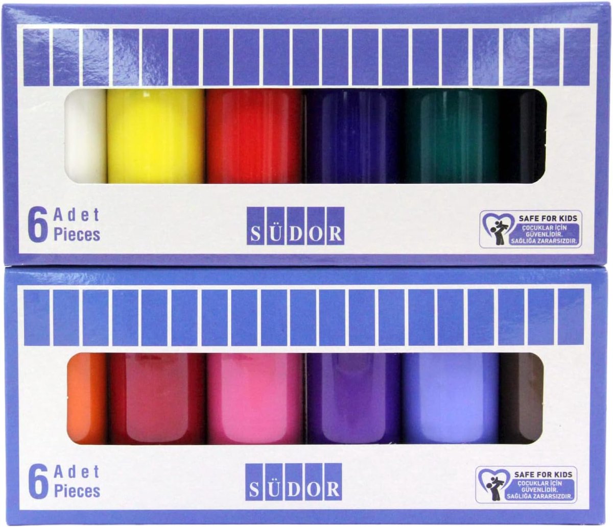 SÜDOR 12 x 40 ml Acrylverfset voor kinderen en volwassenen | Universele verf voor hout, steen, canvas, polyester, papier, gips, stof, leer, metaal — afbeelding 2