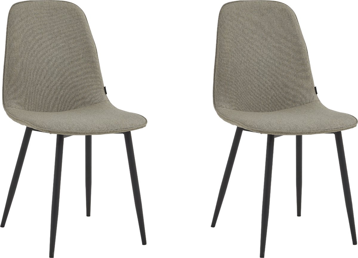 Colenis® - Milou Eetkamerstoelen - Set Van 2 - Lichtgrijs - Linnen Stof - Industrieel - Stoelen