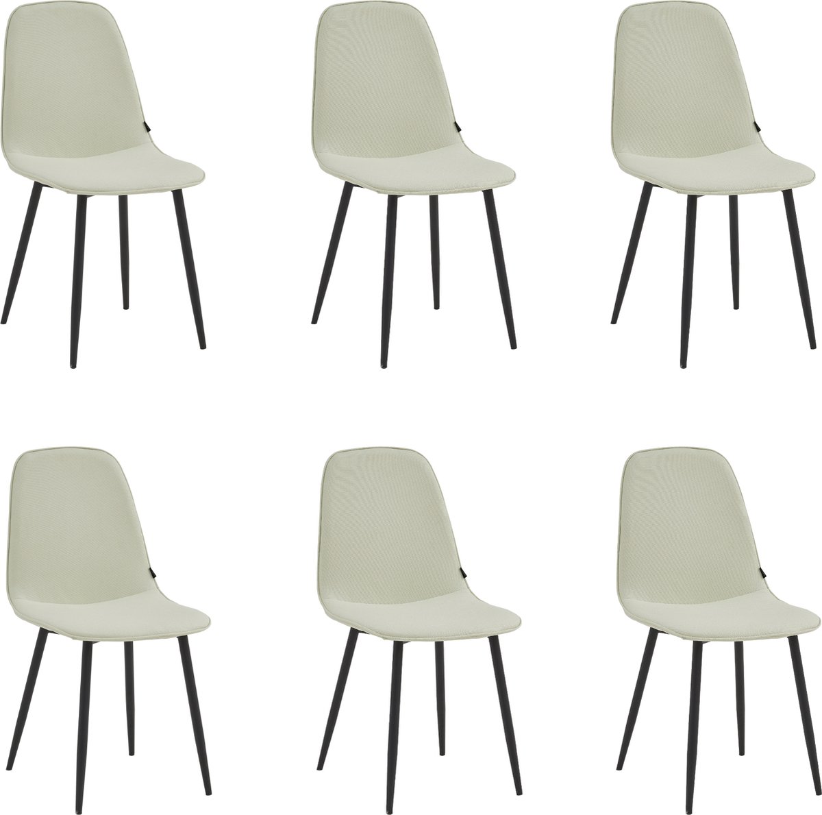 Colenis® - Milou Eetkamerstoelen - Set Van 6 - Licht Beige - Linnen Stof - Industrieel - Stoelen