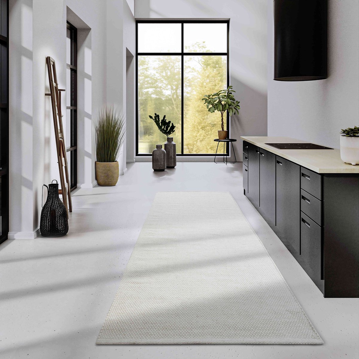 Elle Decoration - Wollen Vloerkleed - Delhi - Crème - Laagpolig Tapijt - 80x200 cm