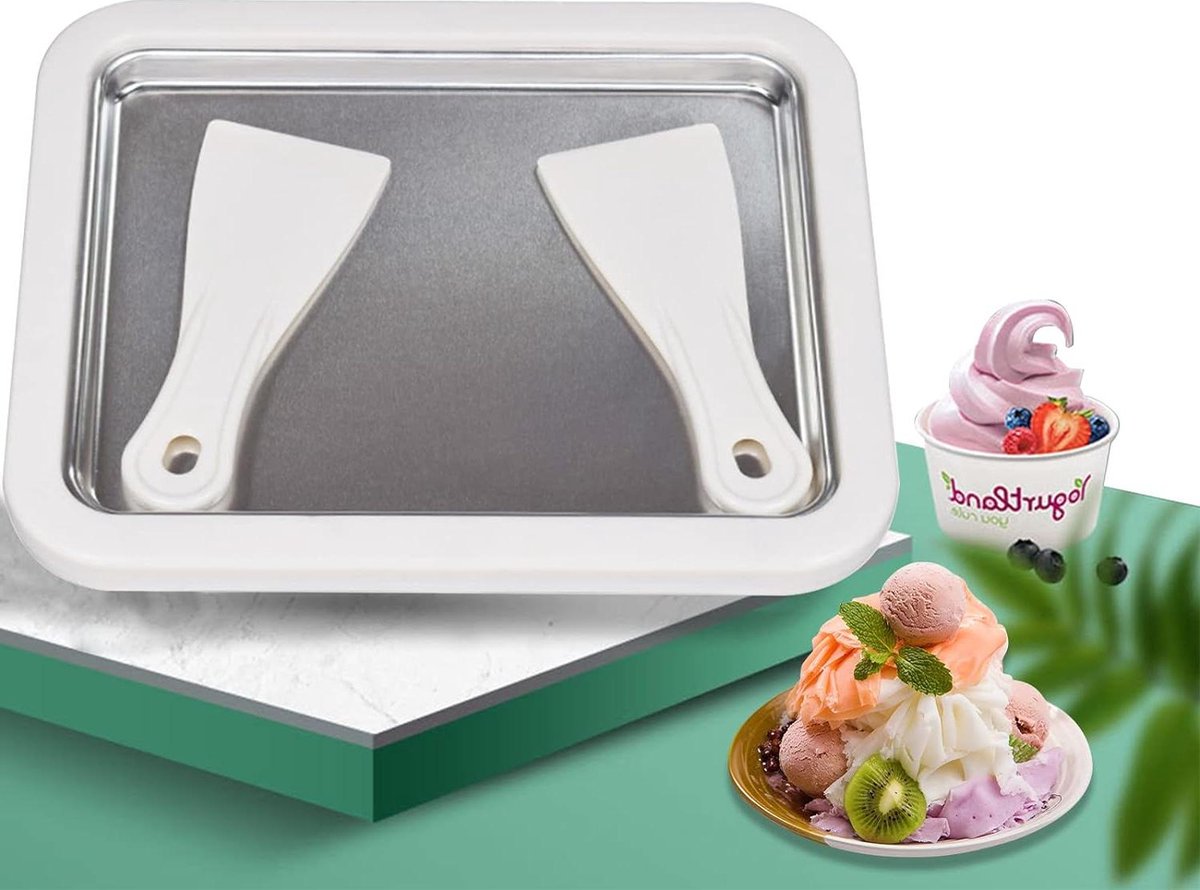 Ice Roll Plate Mini Gebakken Yoghurt Machine - Gerold Fruit Ijs Machine - Zelfgemaakte Fruit Ijs Plaat voor Gelato - Niet losgekoppeld.