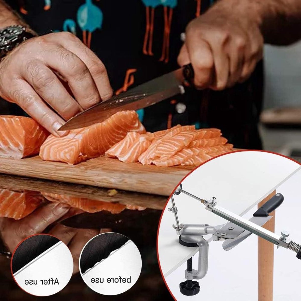 Professionele messenslijper met 360 flip-ontwerp 4 slijpstenen en 3 diamantslijpstenen messenslijper