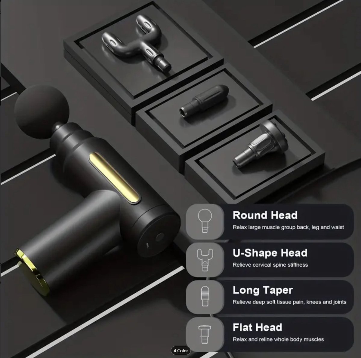 Onbekend Professional Massage Gun | Compact met 4 koppen en LCD-display thumbnail 2