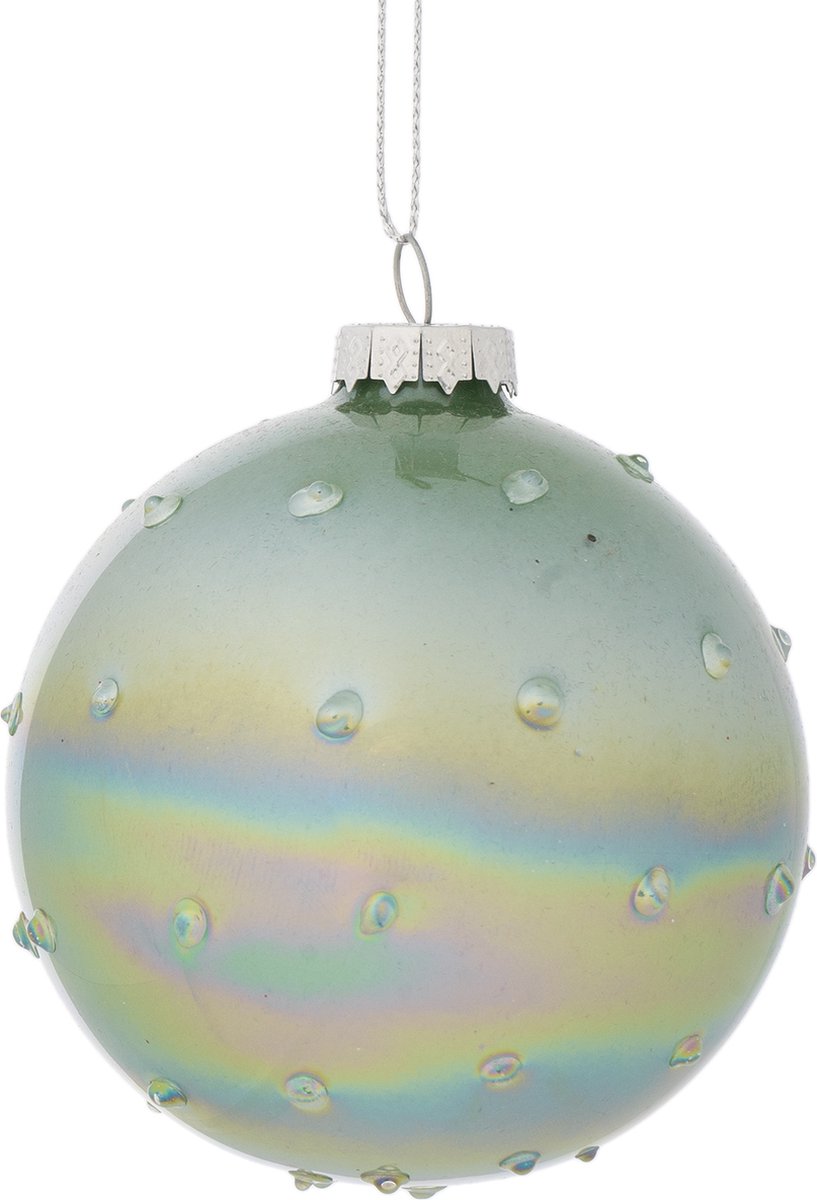 Dekoratief | Hanger kerstbal m/pareltjes, groen, glas, 8x8x8cm | A249063