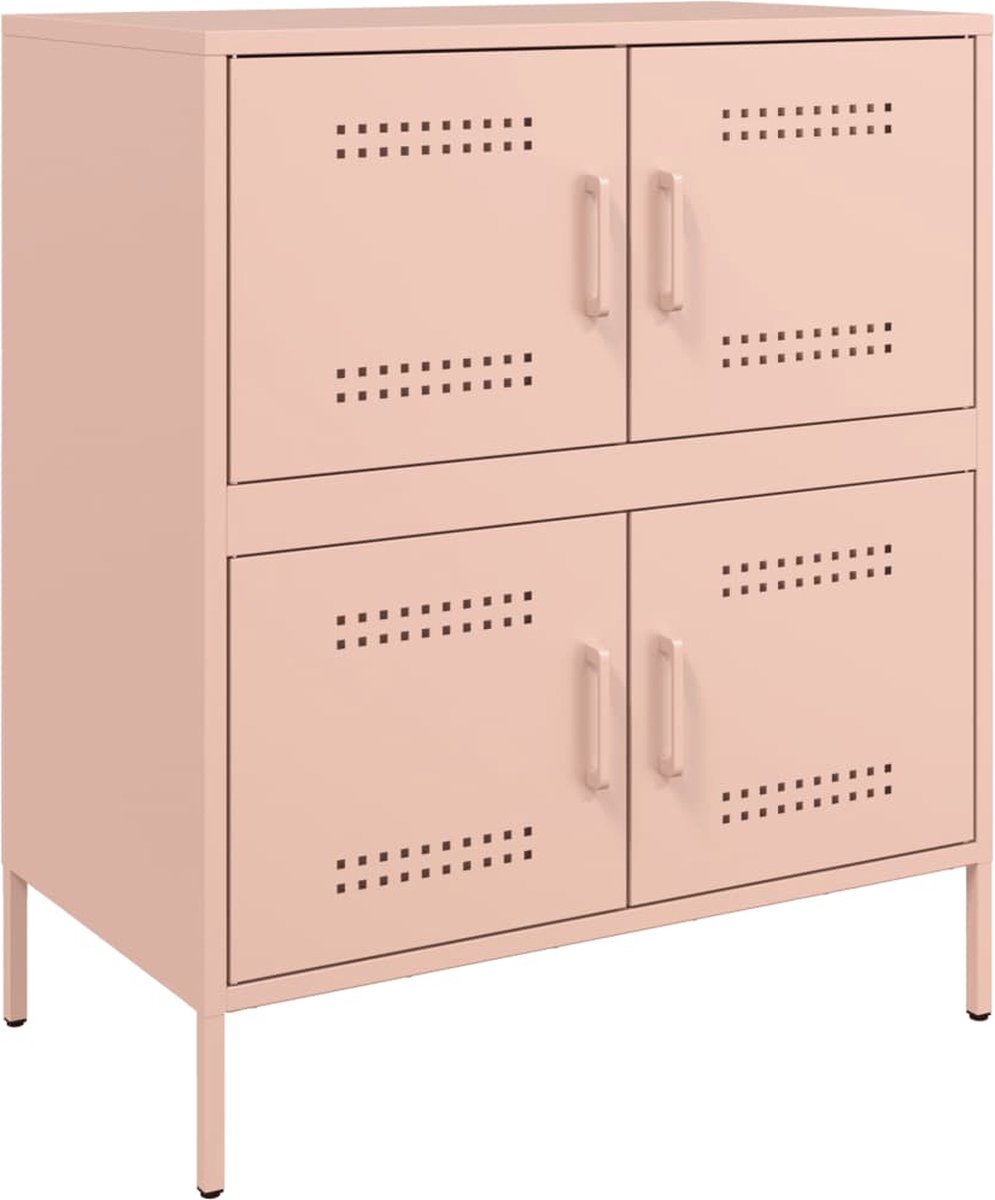 vidaXL - Dressoir - 68x39x79 - cm - staal - roze